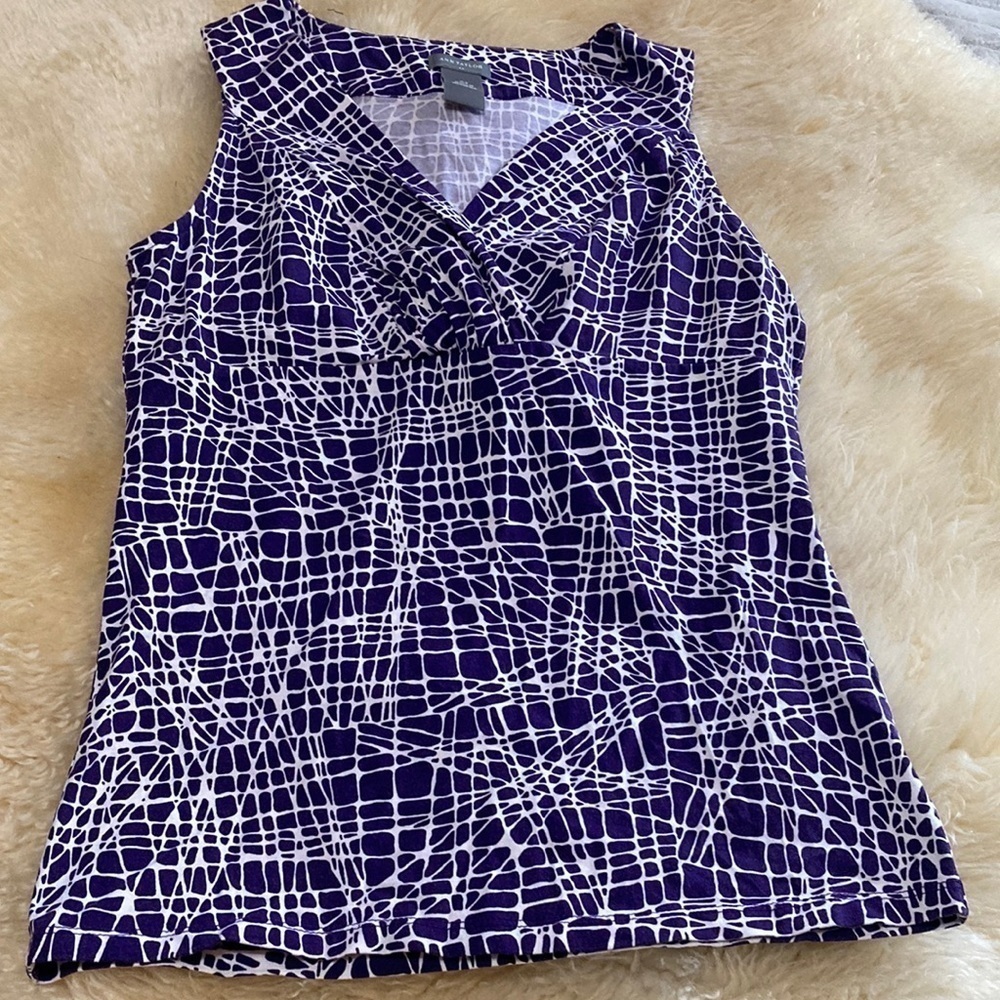Ann Taylor purple v neck empire waist top size xs